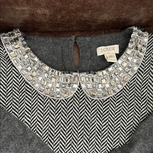 J. Crew Charcoal Sweater with Embellished Collar - Picture 2 of 3